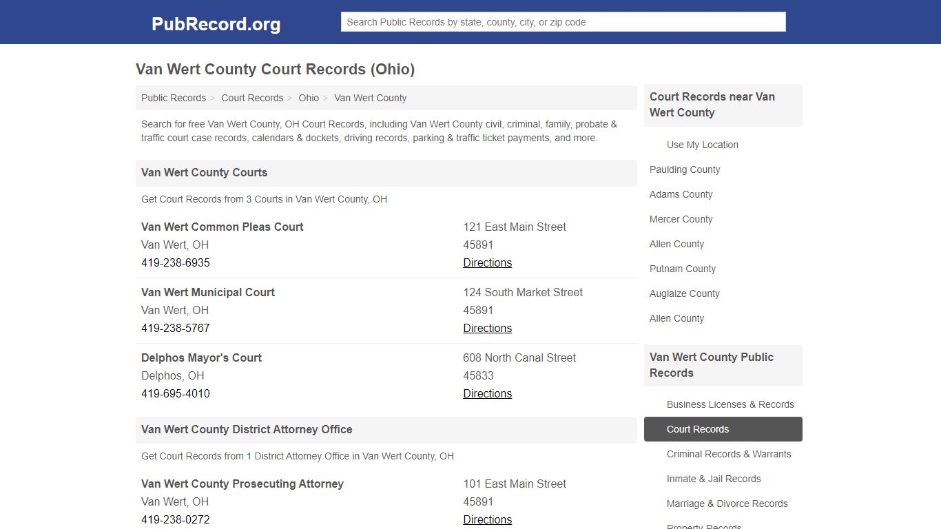 Free Van Wert County Court Records (Ohio Court Records)